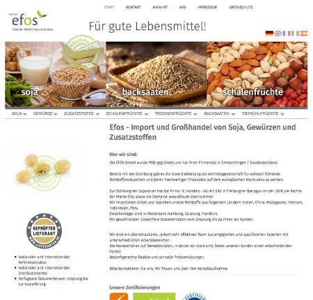 Corporate Website Lebensmittel