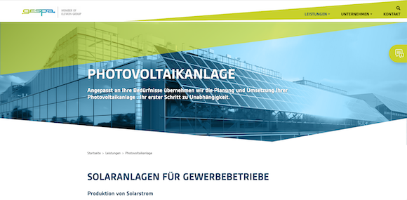 Webgestaltung Photovoltaik